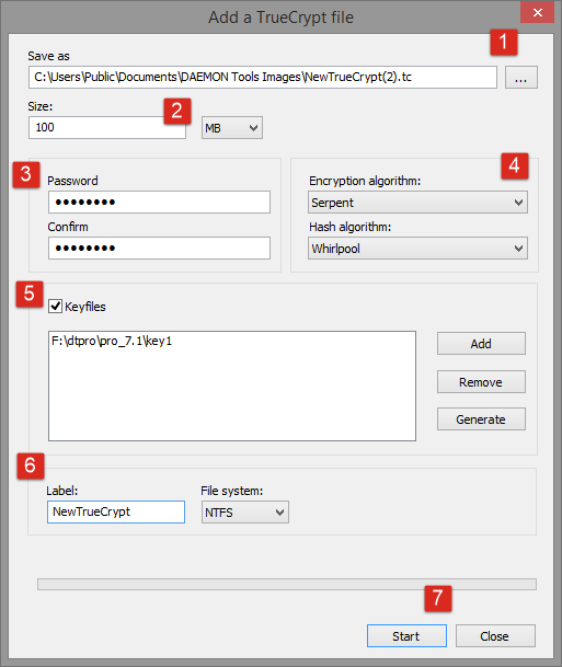 Create a TrueCrypt image