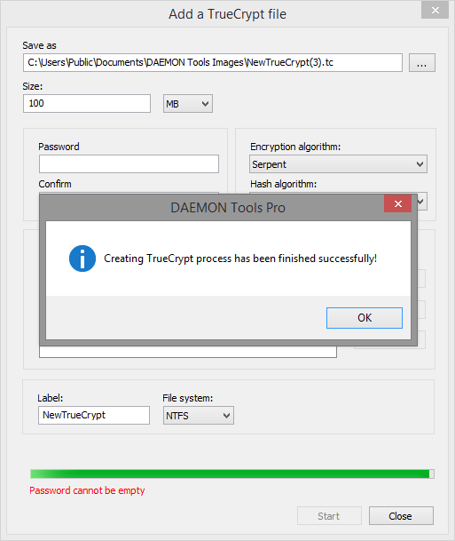 Create a TrueCrypt image